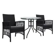 Outdoor Furniture Dining Chair Table Bistro Wicker Patio Set - Gray