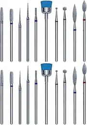 20PCS Nail Drill Bits Set, 2.35mm Hardened Steel Drill Bits for Nails, 3/32 Tungsten Carbide Nail File Drill Bits, Cuticle Nail Grinding Polishing Polisher Heads Kit for Manicure Pedicure Home Salon