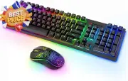 Wireless PC Gaming Keyboard Mouse RGB Backlit Rechargeable 24G Dual Mode