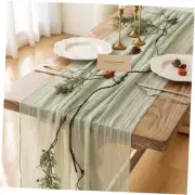 Keketo Cheesecloth Table Runner Sage Green Gauze 120 Inch 10 FT Rustic Boho