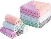 HOMEXCEL Premium Makeup Remover Cloth 24 Pack, Reusable Super Soft 7 x 7 Inch Facial Cleansing Cloths with Just Water, Highly Absorbent Microfiber Coral Velvet Face Towels Washcloths