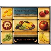 9pc Nostalgic Art Quality Fruits 2.2/4.5cm Magnet Set Home Kitchen Fridge Decor