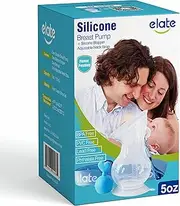 Elate Manual Breast Pump for Breastfeeding | Silicone Milk Collector with Leak-Proof Stopper for Nursing Moms | Enhance Milk Production | BPA PVC Free FSA HSA Eligible – 5oz (Blue)