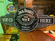 JACK DANIELS SERVED HERE METAL MADE TUFF TIN SIGN MAN CAVE HOT ROD