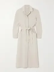 [Max Mara] Max Mara - Grana Belted Wool-blend Twill Midi Shirt Dress - Sand - UK 16 UK 16 Neutrals