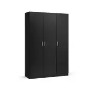 Design Square Monica Large Cupboard Multi-purpose Tall Storage Cabinet 3-Doors - Black