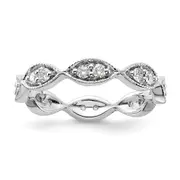 Solid Real 14k Tri-color Gold 1/6CT Vintage Pave Size 6.5 CZ Eternity Wedding Band Ring