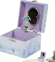 Girls Musical Jewelry Box,Small Music Box for Kids with Dancing Ballerina - Jewelry Box for Girls, Storage Case with Pullout Drawer and Mirror for Home Bedroom Decor