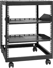 VEVOR 12U Open Frame Server Rack, 15''-40'' Adjustable Depth, Free Standing or Wall Mount Network Server Rack, 4 Post AV Rack with Casters, Holds All Your Networking IT Equipment AV Gear Router Modem