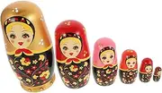 Vaguelly 6-Piece Russian Nesting Dolls Set Girl Toys Safe Wood Toys for Kids Nesting Dolls Decor