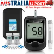 Blood Glucose Sugar Monitor Diabetes Testing Kit +50 Test Strips +50 Lancets AU
