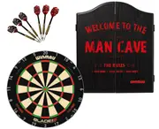 Winmau Blade 6 TRIPLE CORE Dart Board + Man Cave Cabinet + Darts Set