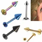 Titanium 16G GOLD SPIKE BLACK CONE LABRET CHEEK EAR RING HELIX TRAGUS LIP STUD
