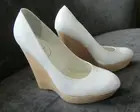 NIB YSL Yves Saint Laurent White Leather Wedge Platform Pumps, Size 40, 10 US