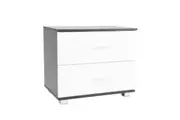 Bedside Table with Drawers MDF - Black White