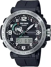 [Casio] Pro Trek Climber Line Tough Solar Triple Sensor Analog Digital Men Watch PRG-601-1 Black, Bio-based resin