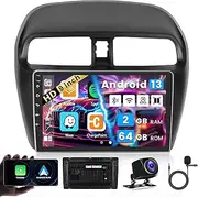 Roinvou 2+64G Radio for Mitsubishi Mirage 2012 2013 2014 2015 2016 2017 2018 Android 13 Car Stereo Wireless Carplay, 9 inch Touch Screen for Mirage Android Auto Bluetooth GPS WiFi FM RDS