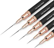 ZEOHBETY Metallic Nail art brushes, 5Pcs Nail Art Liner Brushes, Painting Art Design Brush Set Nail Dotting Drawing Tool for Long Lines, Thin Details, Fine Drawing Sizes 4/8/12/20/25mm, Black
