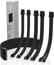 EZDIY-FAB Sleeved Cable - Cable Extension for Power Supply with Extra-Sleeved 24-PIN 8-PIN 6-PIN 4+4-PIN with Combs- Black