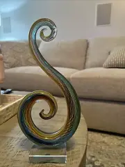Hand Blown Murano Glassware Art Glass Fused Sculpture Music Treble Clef Note 12"