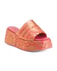 FREE PEOPLE Almost Paradise Platform Slide On Coral Brocade Sandal 37.5 (US 7.5?