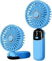 RINGSUN Handheld Fan Rechargeable, Portable Fan 90° Foldable, Silent Airflow Quiet Personal Fan, Small Powerful Hand Fan for Home Office Travel, Blue