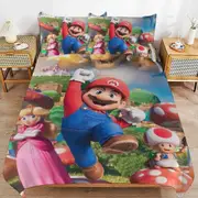a1397 Super Mario Duvet Cover Set, 3 Piece Bedding Set 86x70" Double Sided Printing Decorative Comforter Cover Set (1 Duvet Cover + 2 Pillow Shams)" j