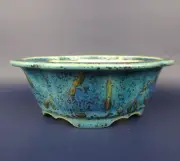 Green Glazed Japanese Tokoname Bonsai pot by Koyo Toen 16.4cm