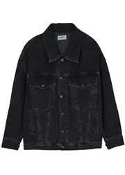 Agolde Wayne Distressed Denim Jacket - Black - M (UK12 / M) M (UK12 / M)