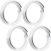 Isslly 4PCS Jump Rings for Jewelry Making, 925 Sterling Silver Split Rings, 6 mm Round Locking Connector Rings, Small Charm Clasp DIY Accessories for Key Rings, Necklace, Bracelet