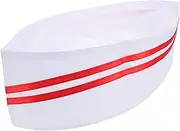 [FRCOLOR] Elegant Red Trim Chef Hat Universal Fit for Baker Pastry Chef Waitress Comfortable Kitchen Cap for Men Women