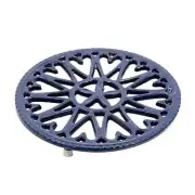 Enameled Sunburst Trivet for Wood/Pellet Stoves, 7" Diameter, Blue