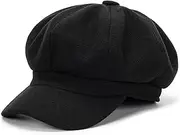 [JowTreex] Women's Octagonal Newsboy Cap - Vintage 8 Panels Paperboy Visor Gatsby Cabbie Hat Solid Color Painter Cap for Girls Teens