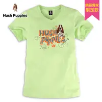 在飛比找Yahoo奇摩購物中心優惠-Hush Puppies T恤 女裝趣味植絨品牌刺繡狗V領上