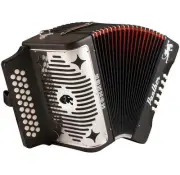 Hohner Panther FBE 31 Button Diatonic Black Accordion with Straps