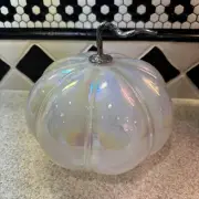 Iridescent Pearlescent Color Glass Pumpkin Fall Decor