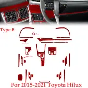 For 2015-2021 Toyota Hilux Car Full Carbon Fiber Interior Kit Trim Red 40Pcs (for: Toyota)