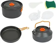Camping Utensils Cooking Set - Non-Stick Pot and Pan Kit,Portable Camping Pot and Pan Set with Kettle and Handle for Backpacking and Picnic