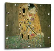 The Kiss by Gustave Klimt wall clock. High gloss mirror like UV coated scratch.