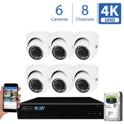 8 Channel 4K NVR (6) 8MP 2160p Home IP POE Dome Security Camera System 2TB HDD
