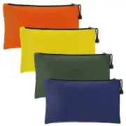 4 Pack Canvas Tool Bags Pouches - 11.2''x 7'' Heavy Duty Zipper Pouch Set, Mu...