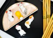 Colorful Calico Feline Kitty Cats Set of 5 Chopsticks And Flatware Holder Rests