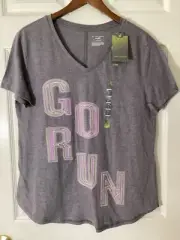 Tek Gear Dr Tek Printed V-Neck ~ Women’s Large ~ NWT ~ Gray ~ Go Run