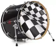Decal Skin FITS 20" Bass Kick Drum Checkered Flag HEAD NOT INCLUDED