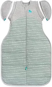 Love To Dream Swaddle Up Transition Bag, Arms Up Position, Baby Swaddle in Winter, Twin Zip, Zip-Off Wings, 2.5TOG Warm Wearable Blanket, Large (6-9 Months), Olive