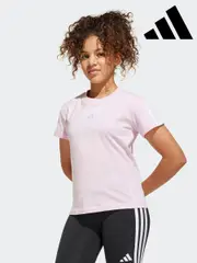 adidas Pink 3 Stripe Essentials 100% Cotton T-Shirt (E38964) | $30