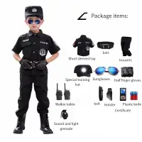 在飛比找蝦皮購物優惠-2024款小孩特警衣服兒童警官服裝警男警裝警察制服警察童裝軍