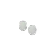 Silver Cz & Created Opal Oval Halo Studs in Blue