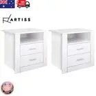 Artiss 2x Bedside Table Side Table Nightstand Storage 2 Drawer Shelf Bedroom