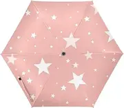 [Yoogain] UV50+ compact umbrella for travel and golf wind and rain protection umbrellas for rain heavy auto open sombrillas de lluviaWhite Stars on Peach Background